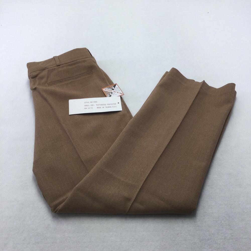 Vintage Lamigo Pants Mens 36x30 Beige Microfiber Flat Front Dress Taiwan